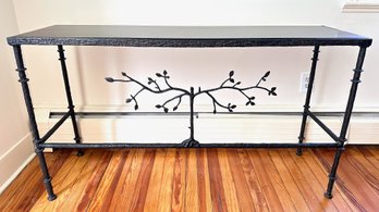 Diego Giacometti Wrought Iron Tree Of Life Console Table With Marble Top