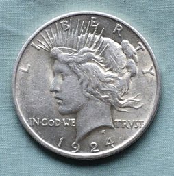 1924 United States 90 Percent Solid Silver Peace Dollar