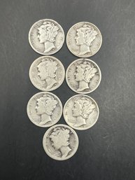 7 Mercury Dimes 1926, 1927, 1928, 1929, 1935, 1936, 1943