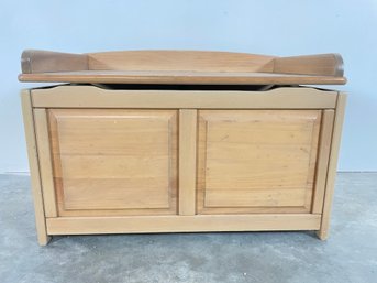 Hinged Lid Natural Wood Amish Style Chest With Crib Top