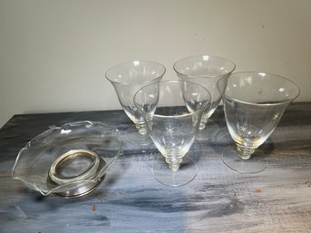 Vintage Star Pattern Cut Glass Set