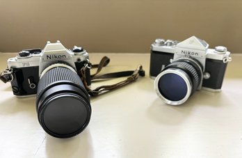 Pair Of Vintage Nikon  35 MM SLR Film Cameras And More