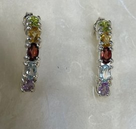 Sterling Silver And Gemstone Earrings