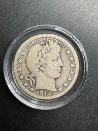 1914-D Barber Silver Quarter