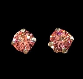 Sterling Silver Tiny Pink Gemstone Stud Earrings