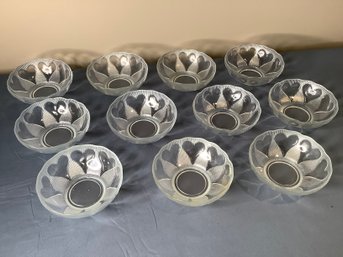 Heart Glass Salad Bowls Lot Of 12