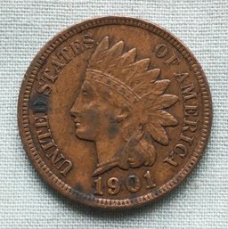 Rare 1901 United States Indian Head 1 Cent Penny Coin