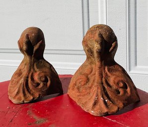 Antique Rustic Pair Of Cast Iron Ball And Claw