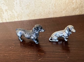 Pair Of Pewter Dachshund Figurines