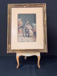 1914 Antique Framed Bedini? Print Of Man Courting Woman (3/370)