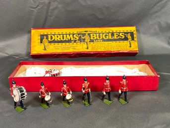 Britains No 30 Drums And Bugles Original Lead Toy Soldiers In Box Great Condition For Age London England