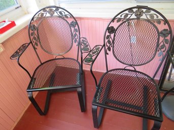 Pair Of Wrought Iron Spring Chairs