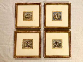 Charming Cupid Quartet, Colored Engravings