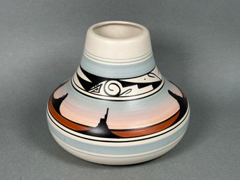 Hand Painted Navajo Monument Valley Rainbow Cedar Mesa Pottery Vase