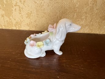 Porcelain Dachshund Form Tiny Planter/vase