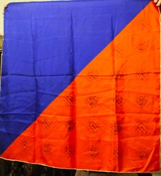 Vintage Red And Blue Silk Scarf W Medallions Very Fine