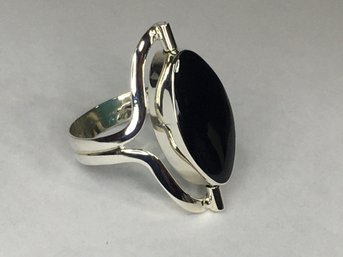 TWO RINGS IN ONE ! - VERY Unusual Sterling Silver / 925 Flip Ring BOTH Turquoise & Black Onyx - Brand New !