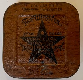 Vtg Webster Star Brand Typewriter Ribbon Tin Litho - American Can Co - Boston MA - Empty - 2.5 Square X .75 H