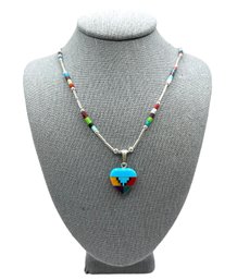 Beautiful Native American Navajo Liquid Heishi Heart Pendant Necklace