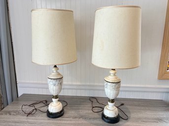 Nice Pair Of Marble Lamps