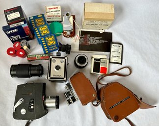 Vintage Movie Cameras By Paillard Bolex & Spartus, Nikon Zoom Lens & Accessories