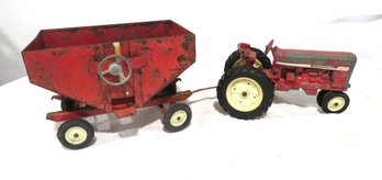 Vintage International Harvester Pressed Steel Tractor With Grain Wagon