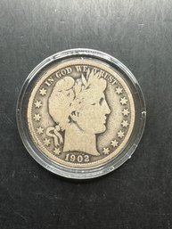 1902 Barber Silver Half Dollar