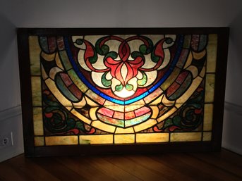 Fantastic Antique Leaded / Stained Glass Window - ALL HAND MADE - Nice Larger Size - Amazing Old Window