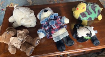 Bears Come Marching In: Lot Of Five (5) Bear Stuffies (and Their Turtle Friend).