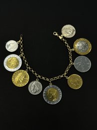 14k Yellow Gold Italy Milor Lire-Lira Coin Bracelet