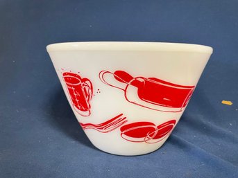 Rare Fire King Kitchen Aid Red Utensils 8.5 Bowl