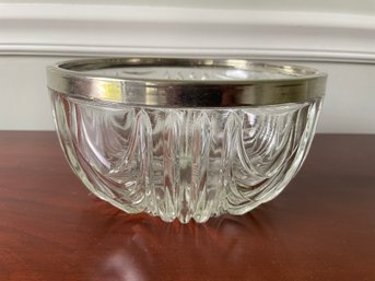 Vintage  Lead Crystal With Silver Plated Rim Serving Bowl
