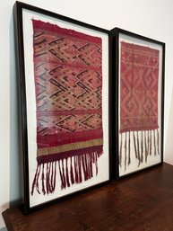 Pair Framed Tibetan Prayer Rugs