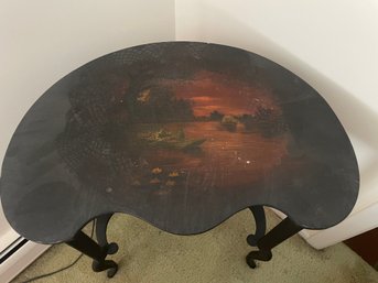 Painted Designed Dark Wood Side Table