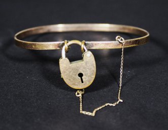 Victorian Gold Filled Bangle Bracelet Having Padlock Closure