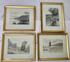 Four Vintage Black And White Gilt Framed Photographs