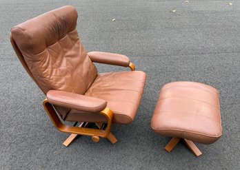 Danish Modern Recliner Chair And Ottoman By Skippers Mobler