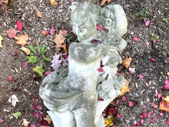 Standing Putti Holding A Garland Of Flowers