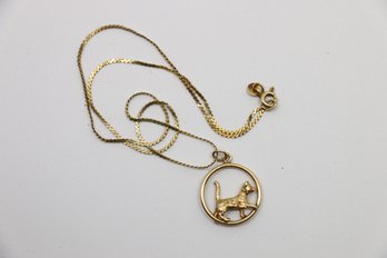 14k Yellow Gold Necklace With Cat Pendant