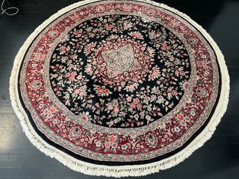 Round Tabriz Oriental  Area Rug - Hand Knotted Wool - 77' Diameter  6'5'