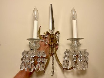 Pair Of Crystal Obelisk Wall Sconces