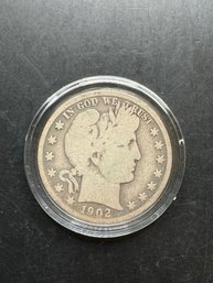 1902-S Barber Silver Half Dollar