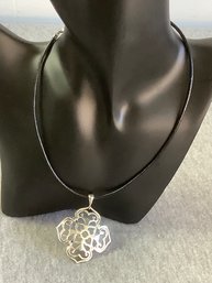 Sterling Cut Out Accent Pendent Necklace