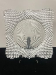 Vintage Westmoreland Glass Clear English Hobnail Square Dinner Plate