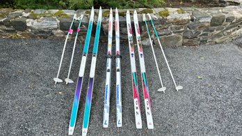 Fischer Crown And Double Crown Skis, Pair Of Landsem Touring 66 Skis And Two Pairs Of Leki Ski Poles