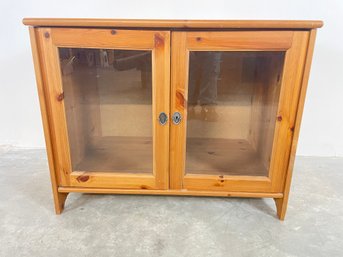 Clear Glass Door Wooden Freestanding Side Cabinet