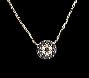 Vintage Sterling Silver With Sapphire And White Stones Pendant