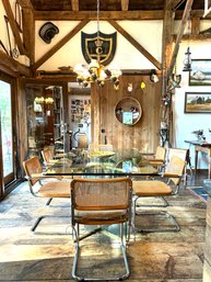 Modern Glass Dining Table With Six Breuer Chairs