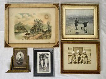 Vintage Framed Photographs And A Print