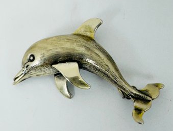 VINTAGE BEAU STERLING SILVER DOLPHIN BROOCH